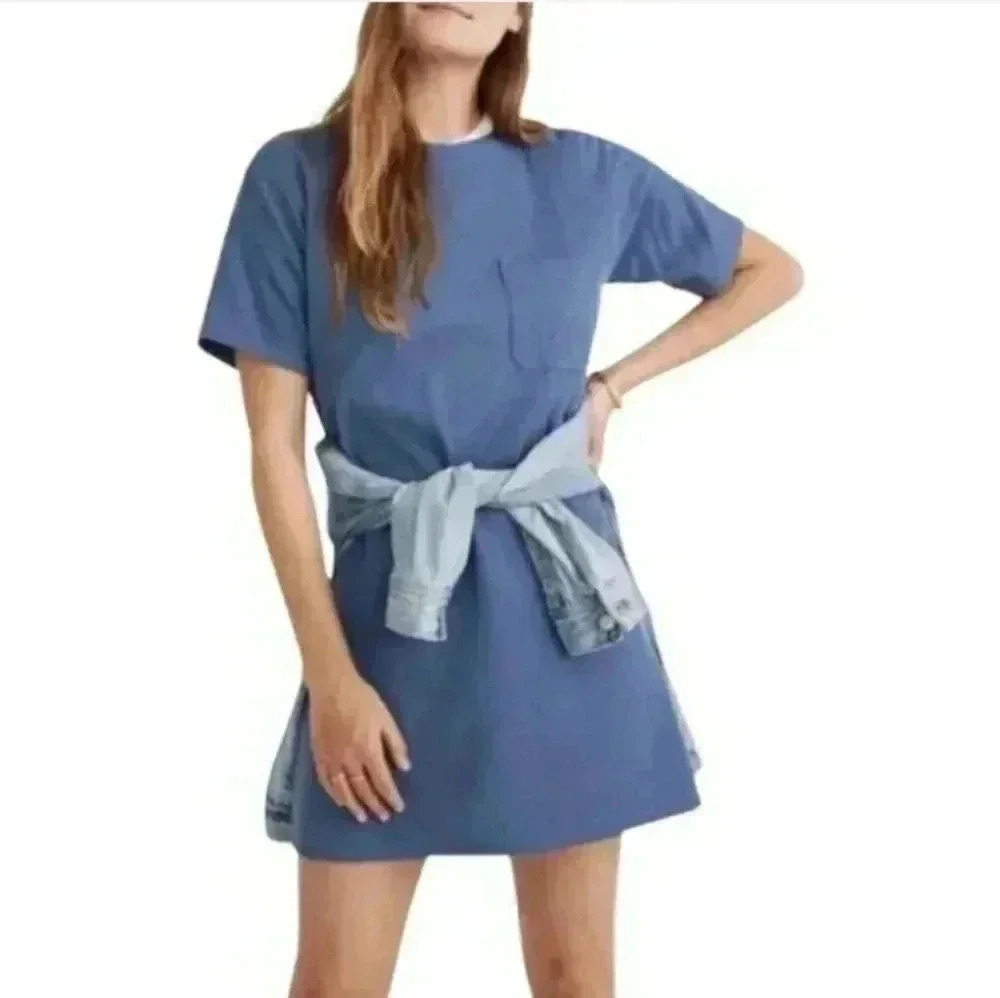Madewell Ribbed T Shirt Blue Dress